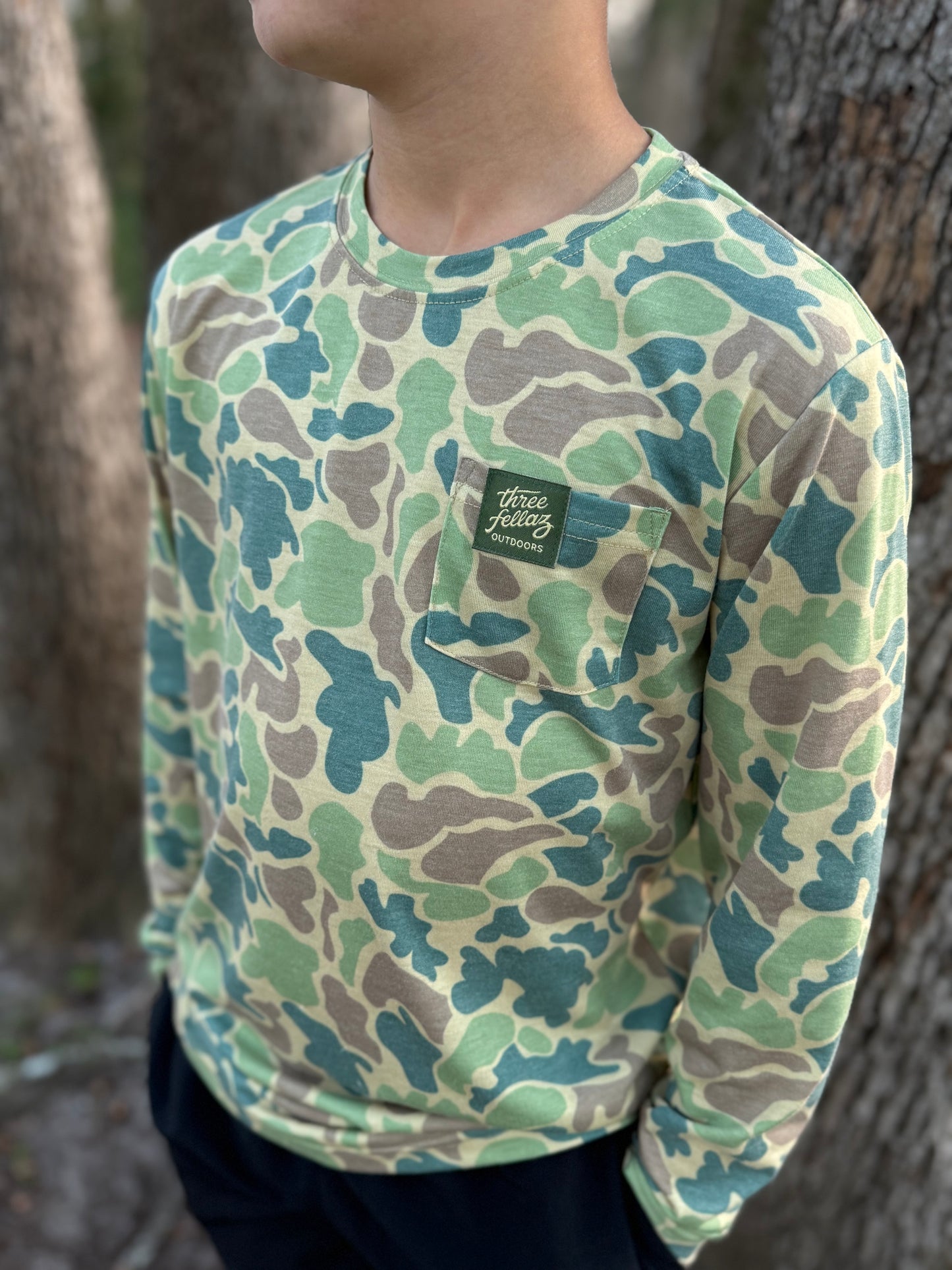Youth Performance Tee- Blue and Green Camo