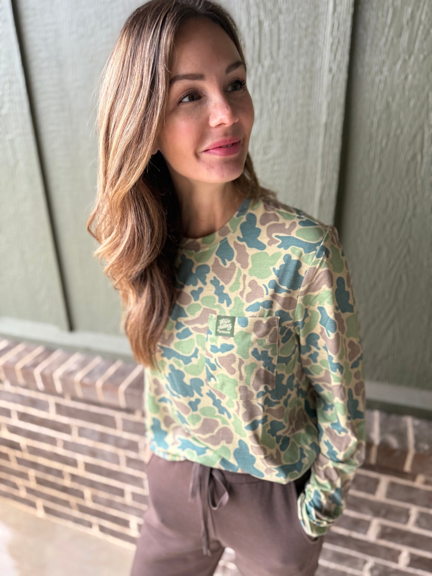 Performance Long Sleeve Tee- Blue and Green Camo