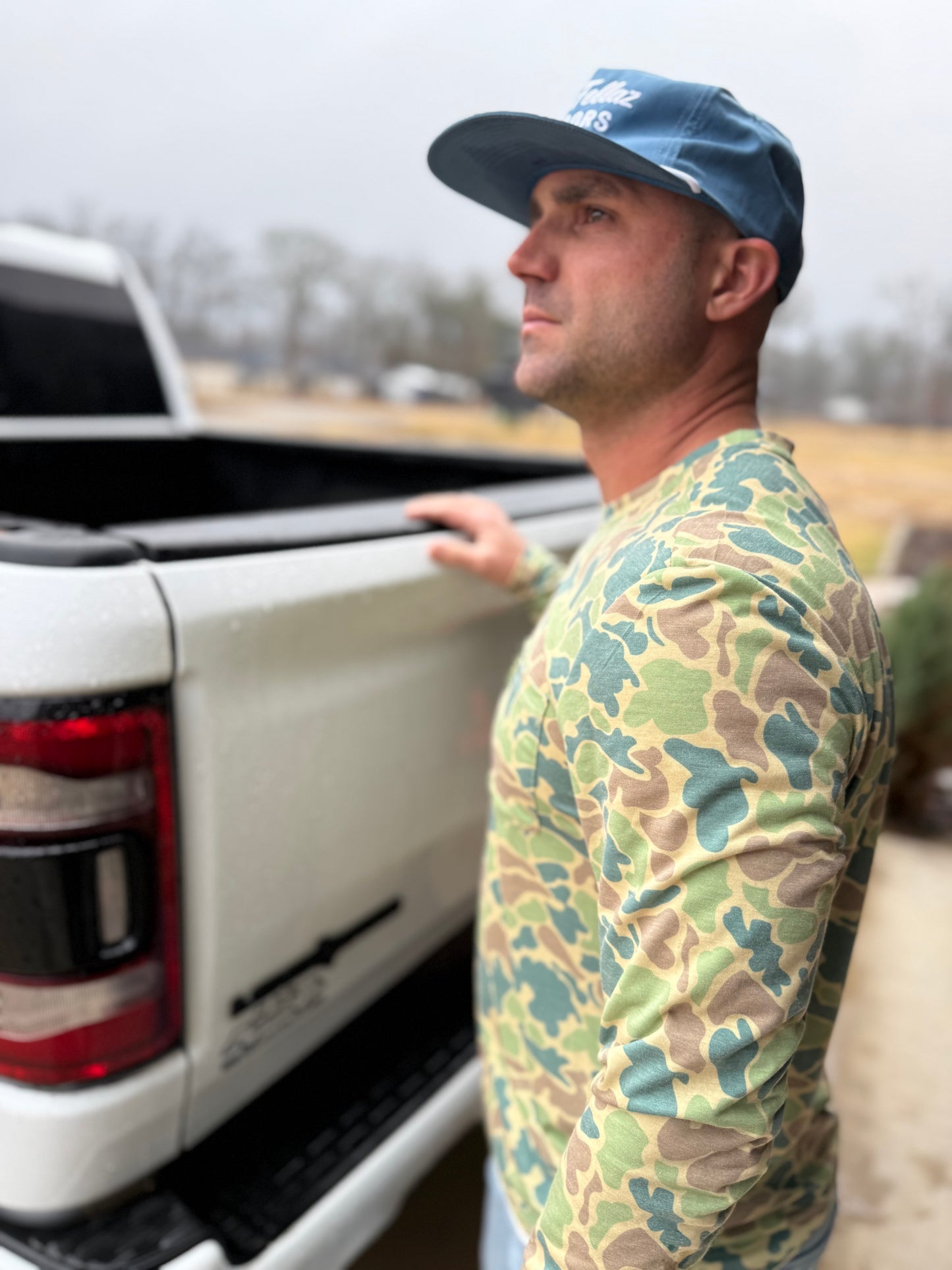 Performance Long Sleeve Tee- Blue and Green Camo