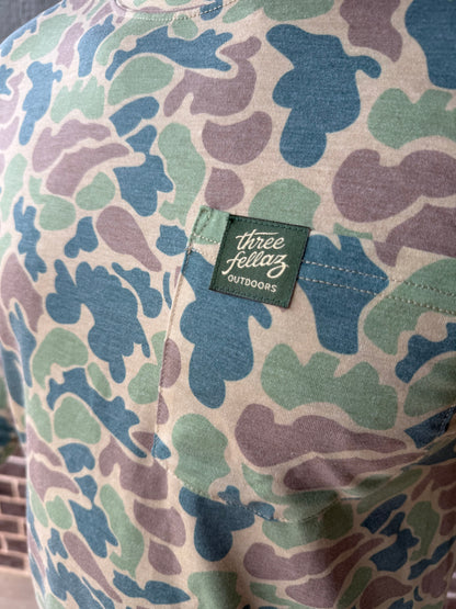 Performance Long Sleeve Tee- Blue and Green Camo